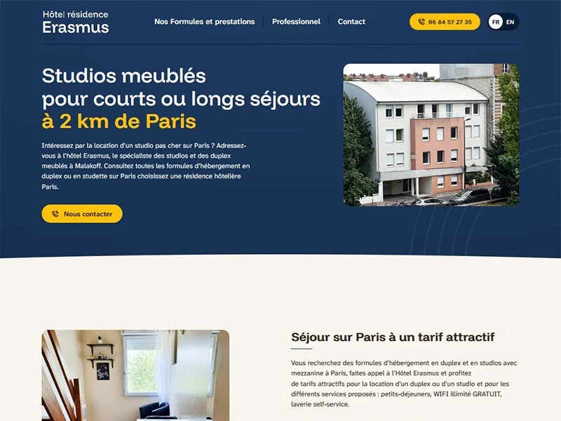 Hôtel Erasmus : Studios pour courts et longs séjours à Paris