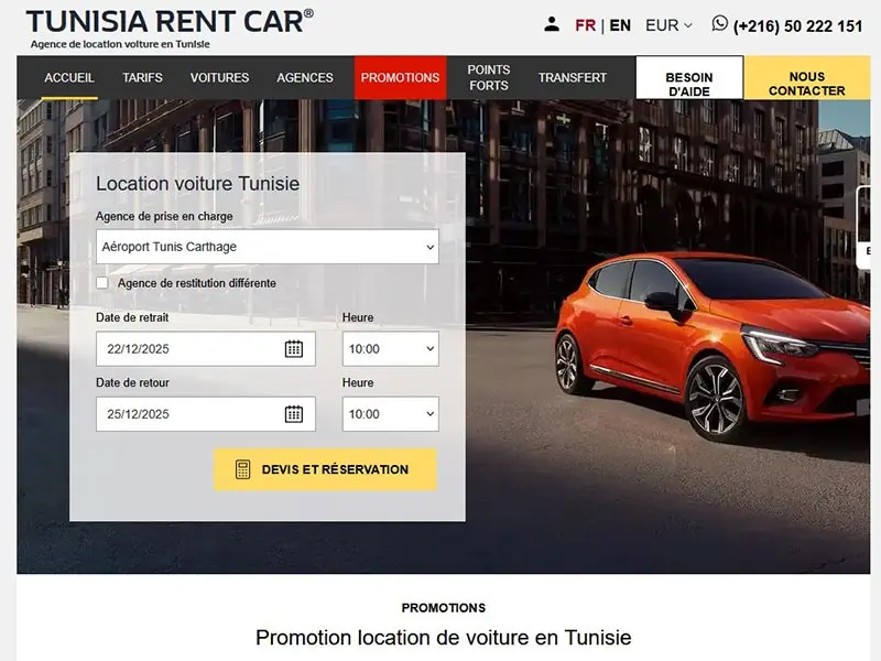 Location voiture Tunisie : Tunisia-Rent-Car.com