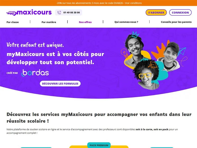 Maxicours : Soutien scolaire Math, Français, Anglais